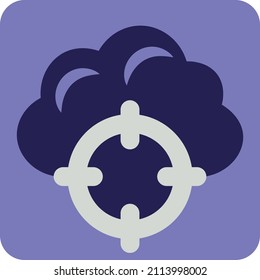 Cloud with zoom tool, illustration, vector on a white background.