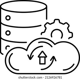 Cloud-basiertes Data Warehouse-Konzept, Datenbank gespeichert als verwalteter Service Vector Icon Design, Cloud-Computing-Symbol, Client-Server-Modell-Signieren, Web Hosting und Edge-GeräteStock-Illustration