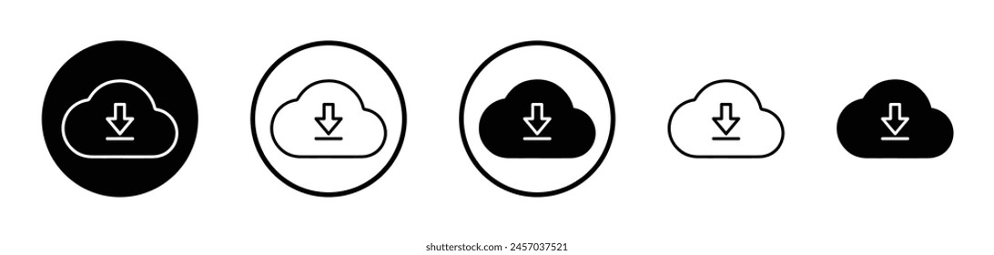 Cloud-Based Digital Download and Data Transfer Vector Icon Set