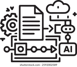 Cloud-Based Office Automation System vector art