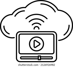 Cloud-based On-demand Video Vector Icon Design, Cloud Computing Symbol, Client Server Model Sign, Web Service And Data Center Stock Illustration, Enterprise-Grade Lightning-Fast Live Streaming Concept