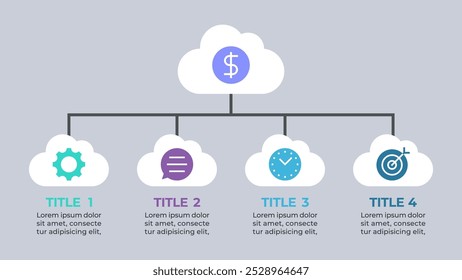 Cloud-Based Workflow Infographic with Business Icons Vector Illustration