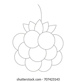 Cloudberry cartoon. Outlined illustration with thin line black stroke