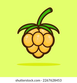 Cloudberry Flat Cartoon Icon. Fruit Icon Concept Isolated Premium Vector Illustration