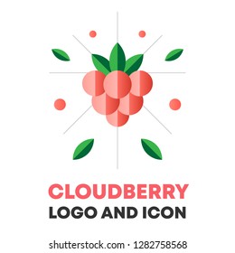 Cloudberry icon, logo, berry vector illustration. Flat cloudberry icon, logo design for food, cosmetic package. Flat cloudberry icon, logo for menu. Berry vector illustration, cloudberry icon, logo.