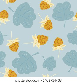 Cloudberry scandic berry hand drawn seamless pattern