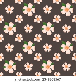 Cloudberry seamless vector pattern on a dark background.