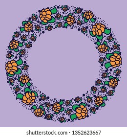 cloudberry vector circle pattern. Funny doodle healthy food on a light background.