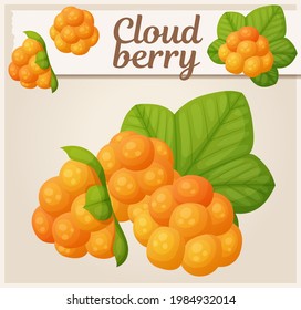 Icono del vector de las nubes, ilustración de las bayas de los bosques de dibujos animados