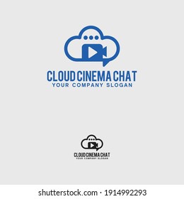 cloud-cinema-chat logo design vector template