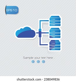 Cloud,Database symbol,sticker design,blue version,clean vector