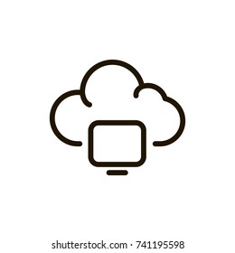 Cloude flat icon. Single high quality outline symbol of system for web design or mobile app. Thin line signs of server for design logo, visit card, etc. Outline logo of network