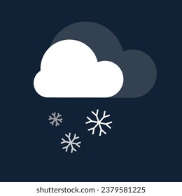Clouded sky with snowflake falling. weather illustration in flat design vector. EPS 10