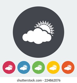 Cloudiness. Single flat icon on the circle. Vector illustration.