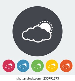 Cloudiness. Single flat icon on the circle. Vector illustration.