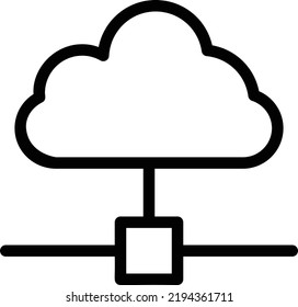 Clouding Icon With Outline Style, Networking Sign And Symbol Isolated On White Background