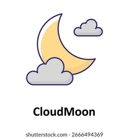 Ícone CloudMoon Vetor que pode facilmente modificar ou editar
