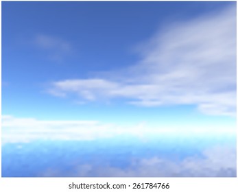 Clouds against the blue sky reflected in the water.Vector blurred background
