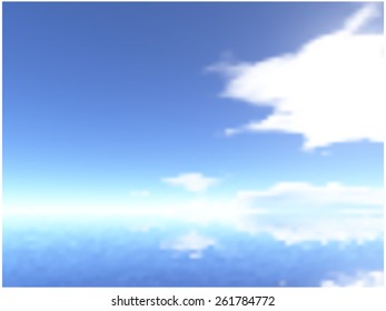 Clouds against the blue sky reflected in the water.Vector blurred background