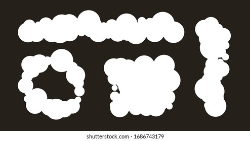 Clouds ans speech bubbles icons collection. Cartoon communication symbols.