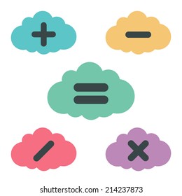clouds arithmetic. isolated on white background. flat design modern vector illustration