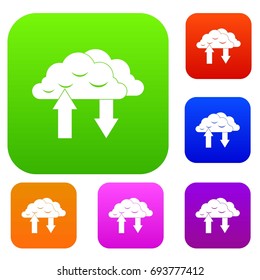 Clouds with arrows set icon in different colors isolated vector illustration. Premium collection
