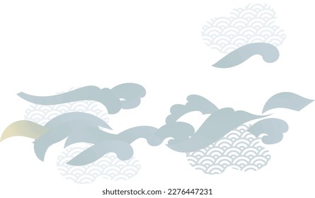 Nubes en la ilustración de fondo de diseño de estilo asiático
