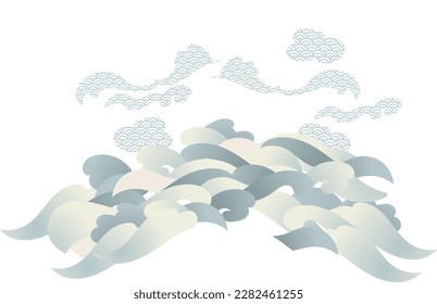 Clouds in asian style design background illustration