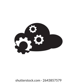  clouds automation gear icon vector. Cloud with gears representing system automation or cloud devops.