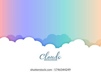 clouds background with colorful rainbow sky design