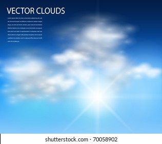 Clouds Background Realistic Vector Illustration.