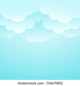 Clouds background. Vector illustration. EPS 10. Billboard.  Bright sky background. Blue and white clouds on blue sky. Template for title or text.