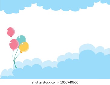 clouds and balloons on white background.