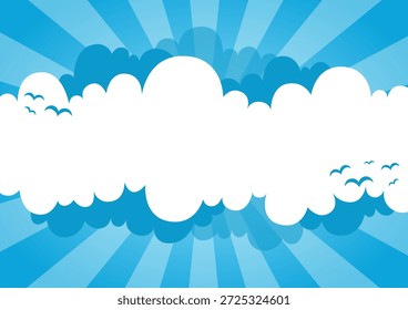 Nubes y pájaros sobre un fondo azul