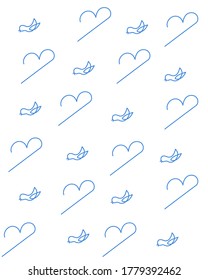 clouds and birds on white background pattern vector illustration