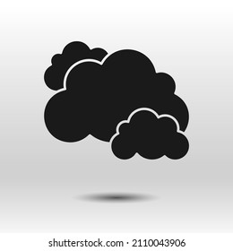 Clouds black icon. Hand drawn simple vector. Stylized glyph isolated on white background. Best for seamless patterns, polygraphy, logo creating, mobile apps and web design.