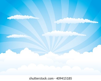 Clouds in the blue sky.