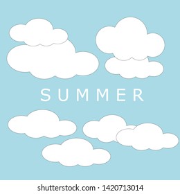 clouds with blue sky during summer, vector design
