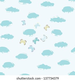 Clouds with blue sky end butterfly