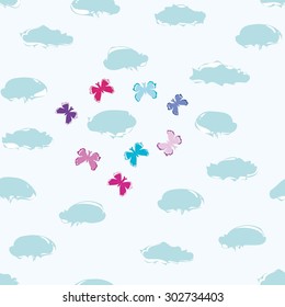 Clouds with blue sky end butterfly