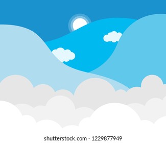 Clouds with blue sky nature landscape vector background design illustration.