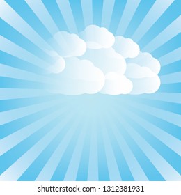 Clouds with Blue Sky and Sunburst Template Content Banner