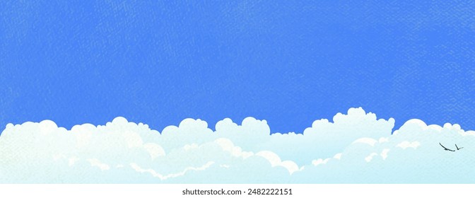 Nubes azul cielo Ilustración vectorial acuarela textura granulada efecto de pintura para el Anuncio de póster o cubierta Miniatura fondo paisaje paisaje