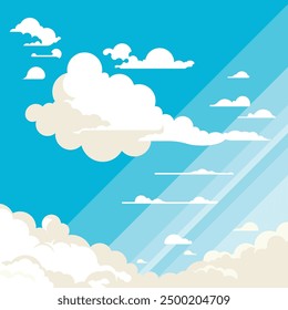 clouds in the bright blue sky in summer Art and Illustration background