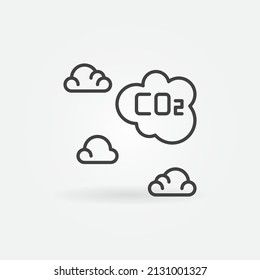 Clouds and Carbon Dioxide CO2 vector concept icon or sign in outline style 