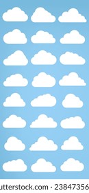 el estilo de las nubes, en un diseño plano y la colección Set soft Clouds en estilos de diseño plano, conceptos de nubes, elementos de nubes