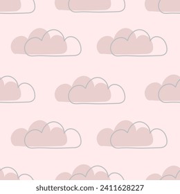 Clouds in Cartoon Patterns - Seamless Kids Pattern for Creative Prints, Textiles, and Dreamy Nursery Decor