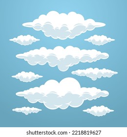 clouds cartoon in the sky vector illustration set