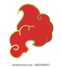 Nubes de estilo chino. Nubes rojas y doradas, elemento retro decorativo tradicional asiático. Nube clara en el estilo de corte de papel para el festival