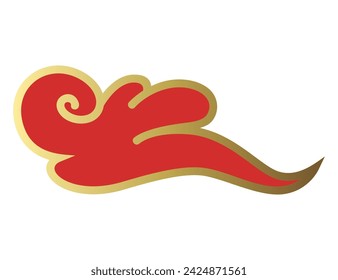 Wolken im chinesischen Stil. Rote und goldene Wolken, traditionelle asiatische Retro-Elemente. Leichte Wolke im Papierschnitt-Stil für Festival